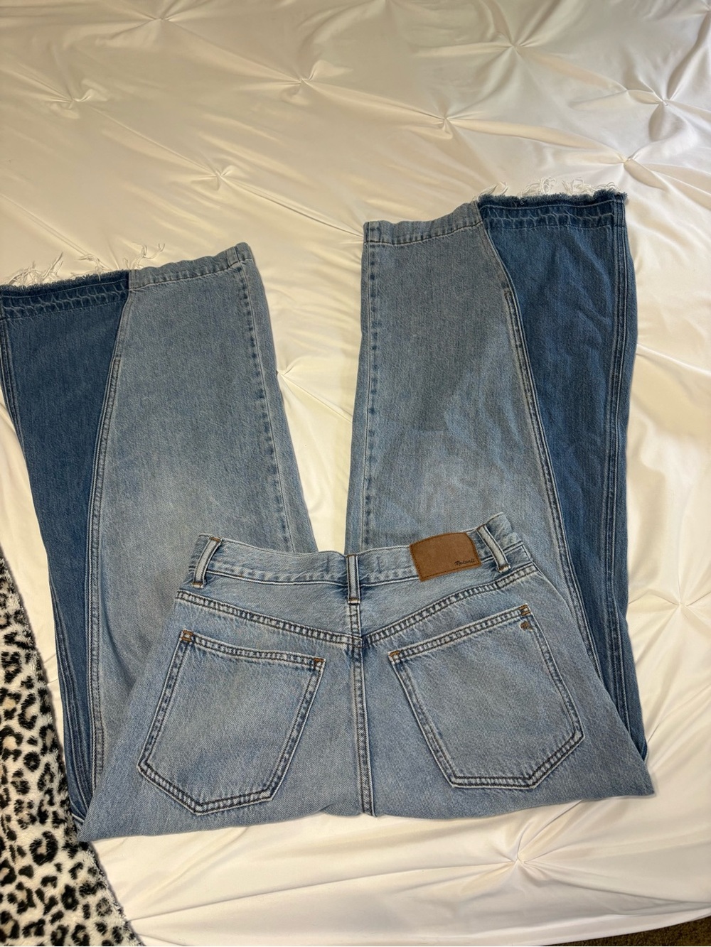 Madewell Two-Tone Blue High-Rise Flare Jeans